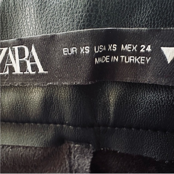 Zara High Rise Vegan Faux Leather Trouser Pants, Black, Size XS - Picture 9 of 10